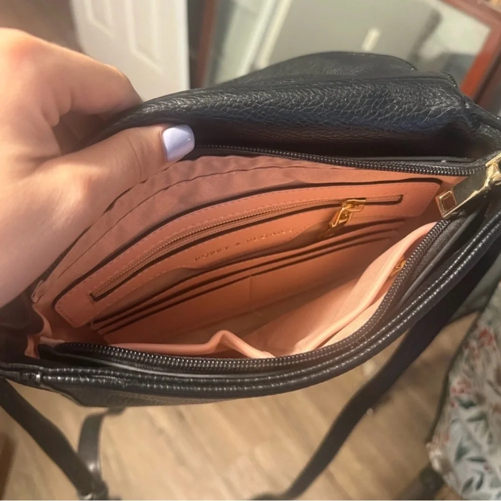 Poppy & Peonies Elegant Black Crossbody Bag - Picture 2 of 2